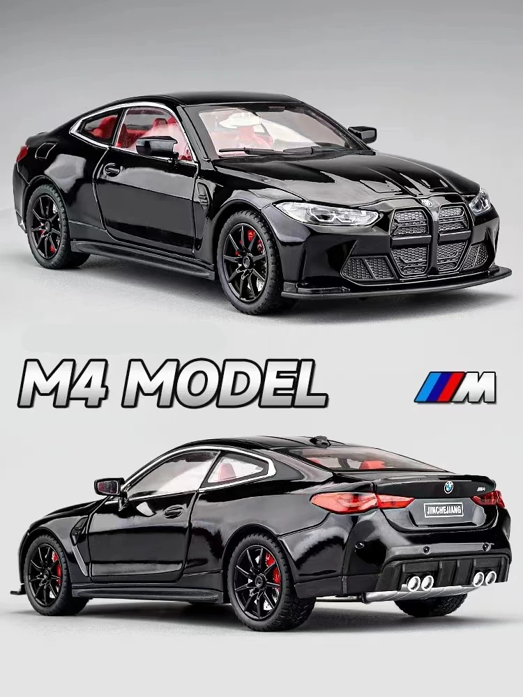 New 1:24 BMW M4 IM Supercar Alloy Muscle Car Model Sound and Light Pull Back Children's Toy Collectibles Ornaments Birthday Gift