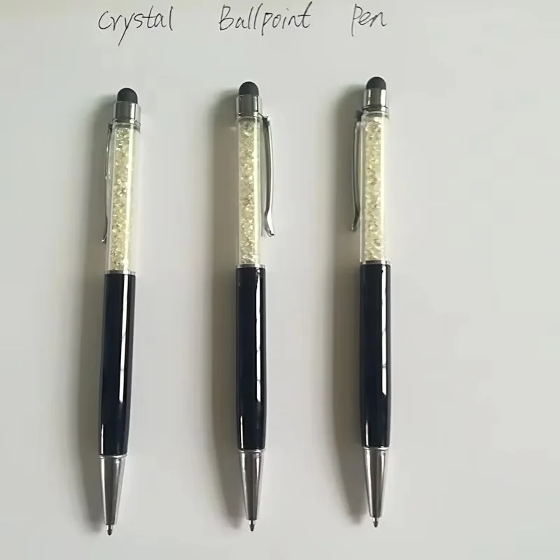 

3 шт., шариковая ручка черного цвета с черными кристаллами, креативный стилус, сенсорная ручка, шариковая ручка для письма, канцелярские принадлежности, офисные школьные принадлежности