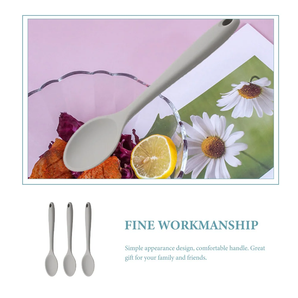 

3pcs Silicone Heat Resistant Soup Spoons For Non-Stick Salad Spoons Cookware Kitchen Utensils Mixing Serving Tools