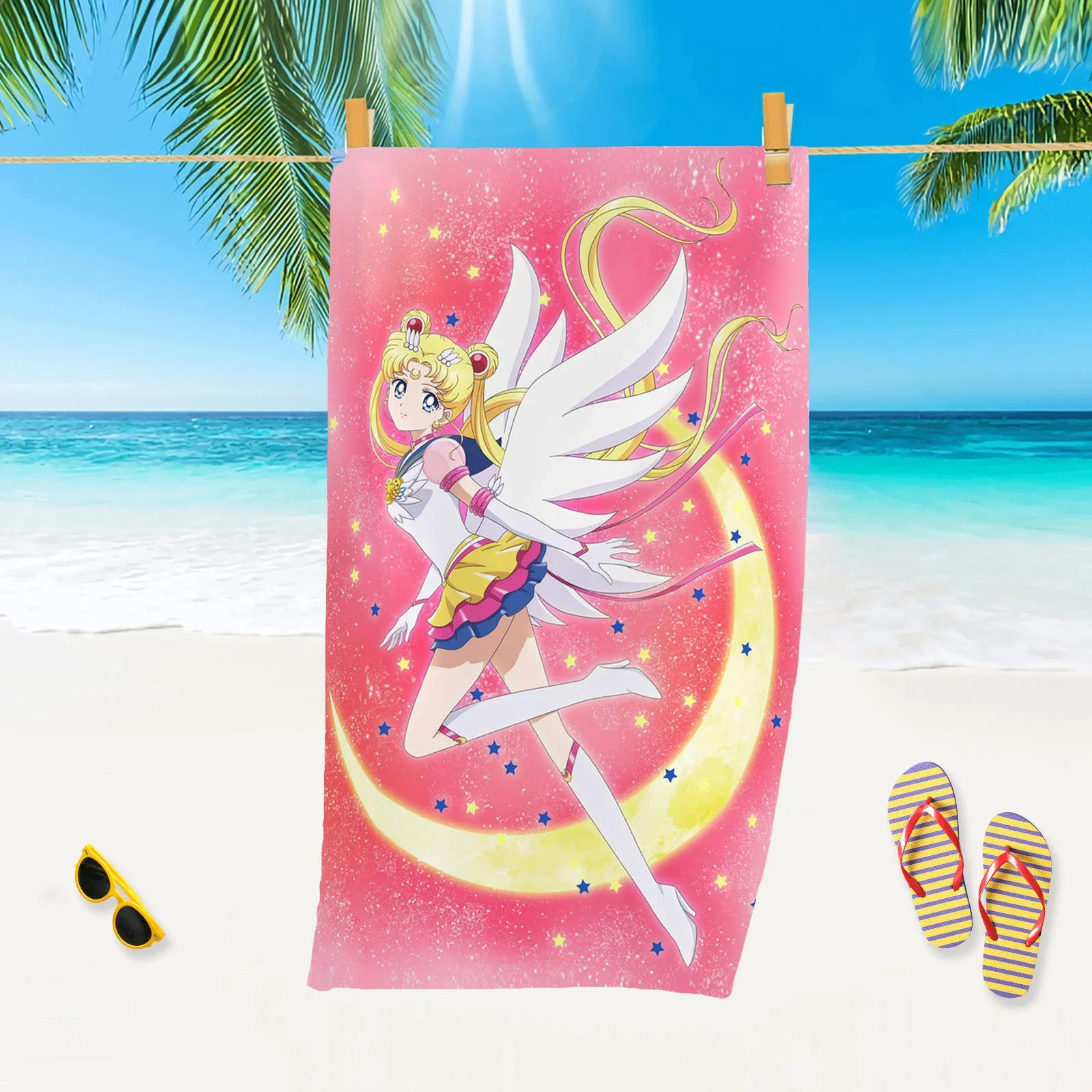 Toallas de baño Sailor Moon Princess Pretty Girl, toalla de microfibra para playa y natación, decoración para adultos y niños, regalo de 75x150cm