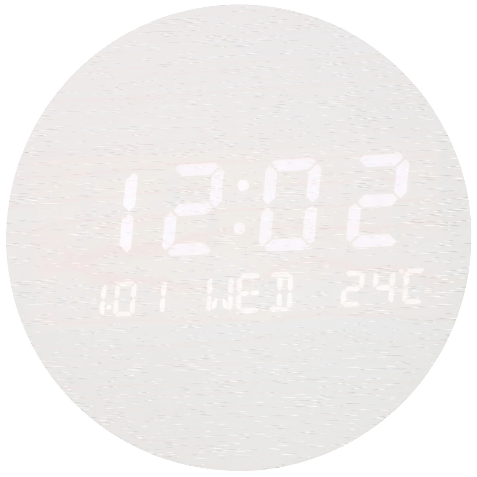 

Wooden LED Clock Round Digital Desktop Wall Shelf Silent Waterproof Multifunctional Rechargeable Smooth