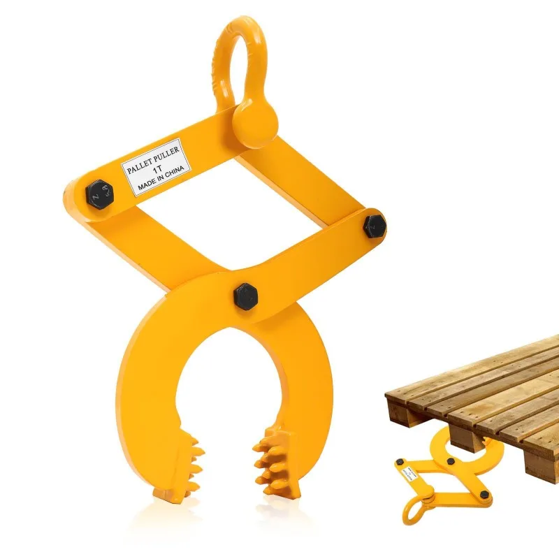 Wood Pallet Clamp Heavy Duty Cargo Lifting Claw Container Unloading Traction Wooden Box Hoisting Handling Grab Clamp Tool