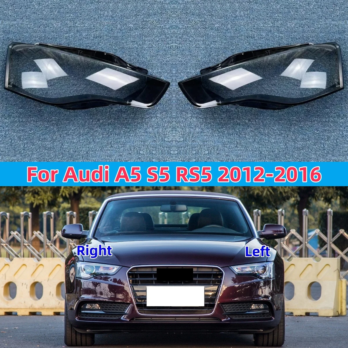 

For Audi A5 S5 RS5 2012 2013 2014 2015 2016 Transparent Headlamp Cover Lamp Shade Front Headlight Shell Lampshade Lens shell