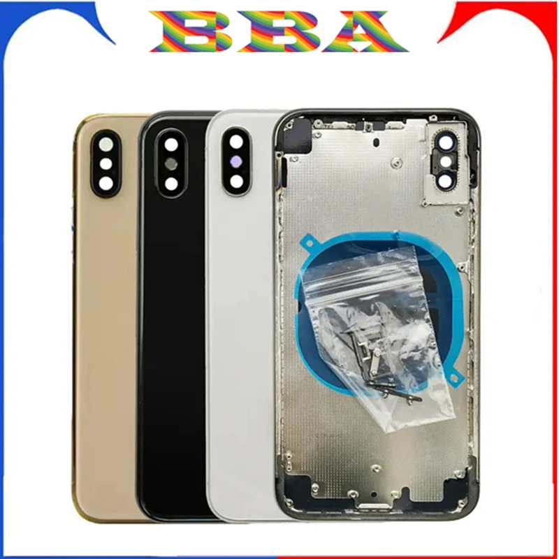 Housing Apply to For iPhone X Xs Max Back Battery Door Glass with Middle Chassis Frame SIM Tray Side Key Parts Battery Case