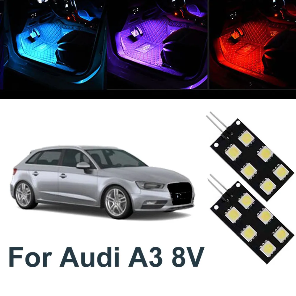 2Pcs For Audi A3 8V 8V1 Cabriolet 8V7 Sedan 8VS A3 Sportback 8VA Car Led Interior Light Footwell Lights 12V CANBUS 5050-SMD