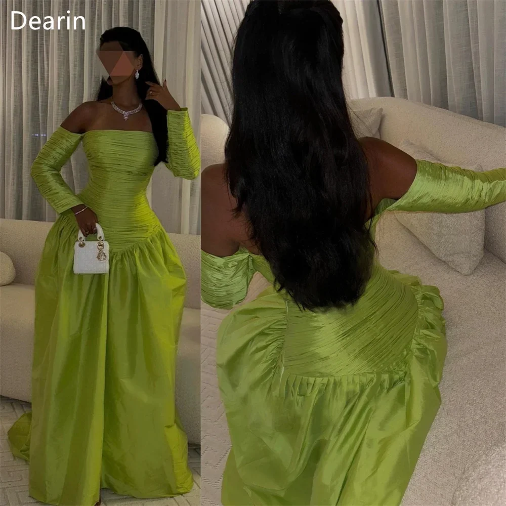 

Customized Prom Gown Dearin Off-the-shoulder A-line Floor Length Skirts Draped Shirred Bespoke Occasion Dresses Saudi Arabia Eve