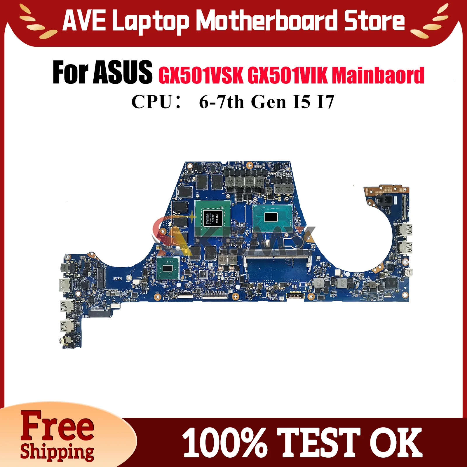 

GX501VIK Материнская плата для ноутбука ASUS ROG Zephyrus GX501VIK GX501V GX501VSK Материнская плата для ноутбука с процессором I5 I7 100% тестирование OK stk