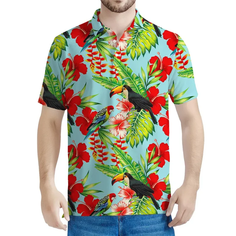 Cute Tropic Toucan 3d Printed Polo Shirt Men Kids Short Sleeves Animal Birds Pattern Polo Shirts Tops Summer Street T-Shirt