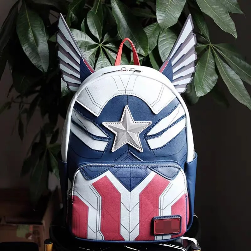 New Arrival sprzedaży Marvel Loungefly Marvel Kapitan Ameryka Plecak Anime Torba na ramię z podwójnym paskiem Torba chłopięca i dziewczęca