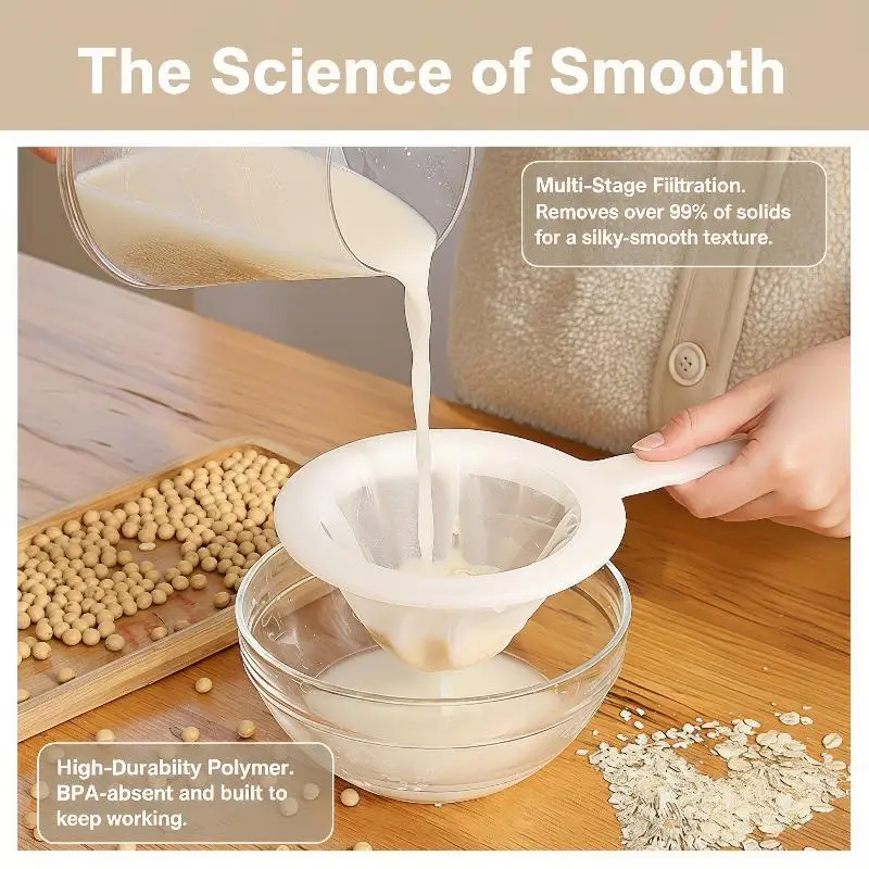 Fine Mesh Food Strainer 1Pcs Easy to Clean Multi-Use Filter for Homemade Soy Milk Oat Milk Juice Jam Home Kitchen Baking Use