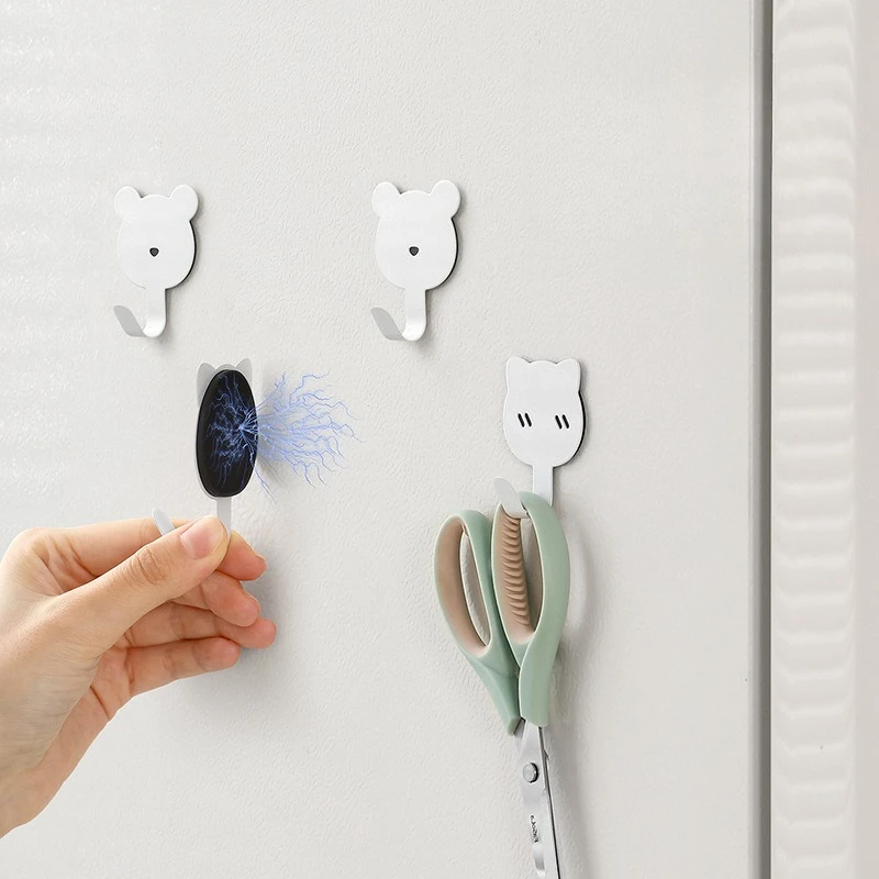 Magnetische Haken, kein Bohren, stark klebende Wandhaken für Mäntel, Schlüssel, Taschen, Zuhause, Eingangsbereich, Tür, Rückseite, niedliches Design