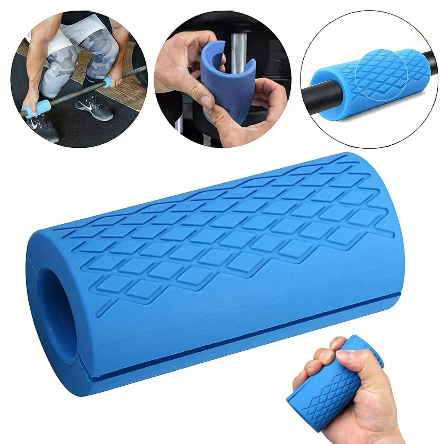 

1 Pair Premium Thick Barbell Grips - Ergonomic High-Density Silicone Rubber for Comfortable Weightlifting and Muscle Training -