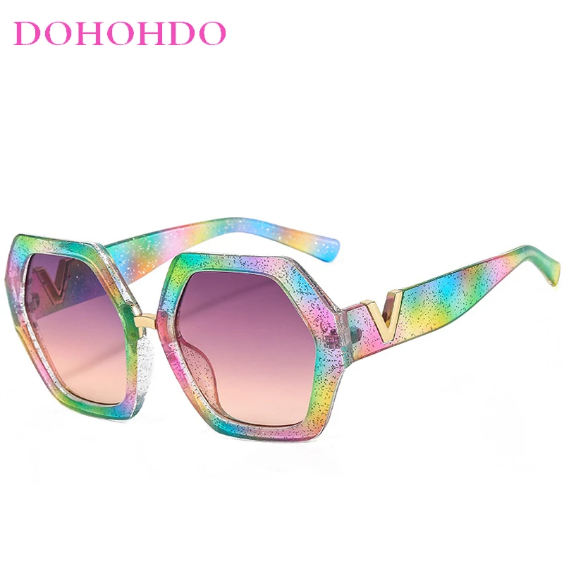 

DOHOHDO Fashion Big Frame Hexagon Sunglasses Women Designer Oversized Eyewear Men Square Sun Glasses Sunnies Female Gafas De Sol