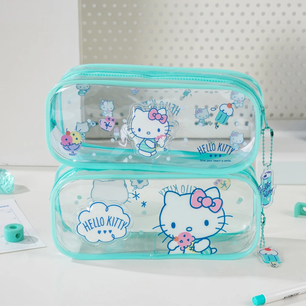 Hello Kitty Sanrio Genuine Jelly Pencil Case Cute Clear Stationery Bag Large Capacity Pen Pouch for Study Travel Birthday Gifts - view 5