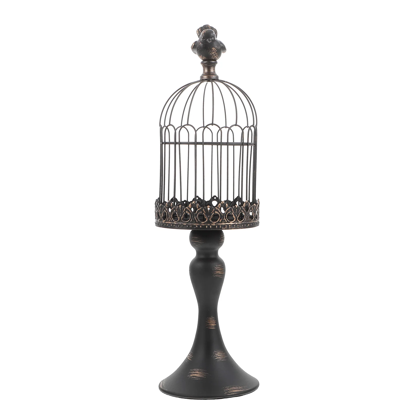 

1pc Vintage Bird Cage Candlestick Metal Holder Desktop Decor Creative Design Table Adorn Retro Ornament Housewarming Gift