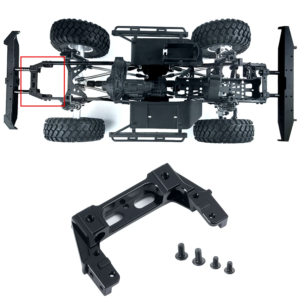 AXSPEED-Alumínio Liga Dianteira e Traseira Rail Bumper Montagens Servo Stand, Peças de atualização do carro, Axial SCX10 II 90046 1/10 RC Crawler