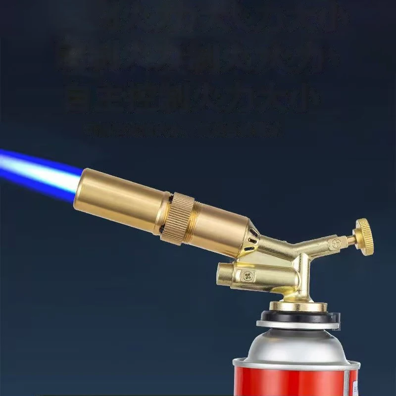 1Pcs Gold Portable Welding Gas Torch Flame Butane Burner Outdoor Camping BBQ Lighter Flamethrower Kitchen Supplies