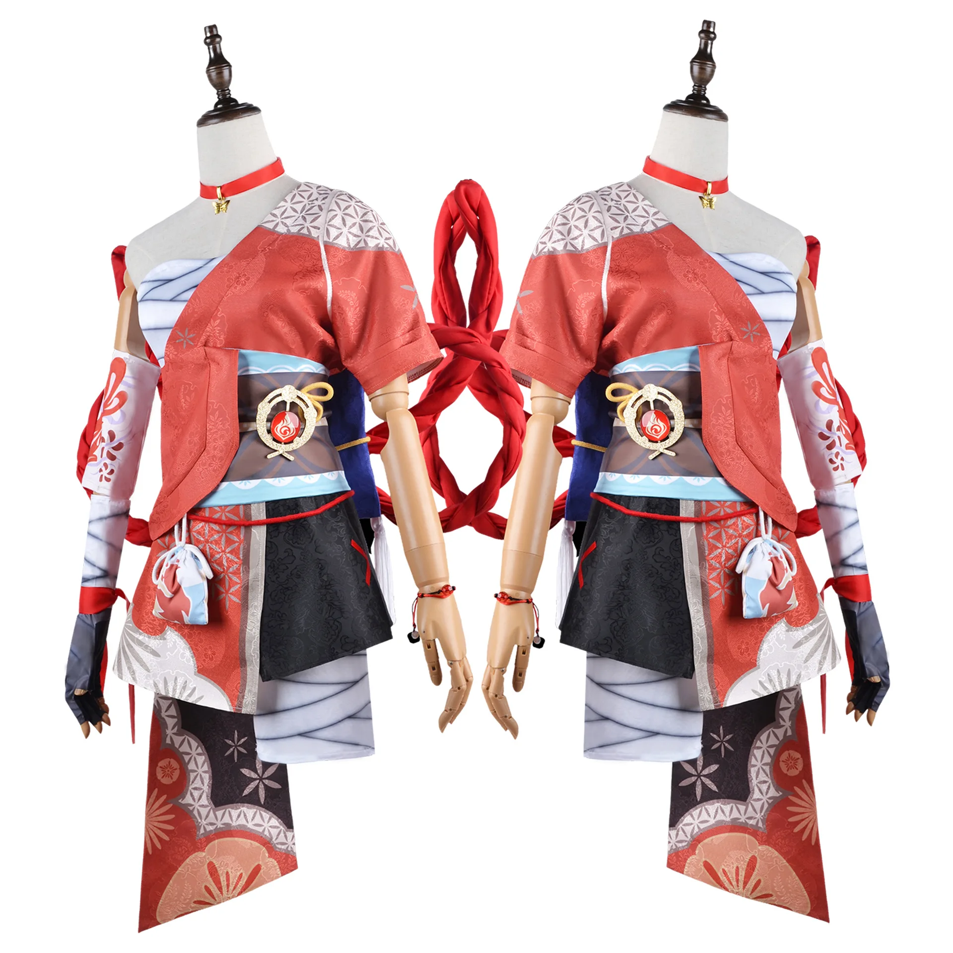 Anime Cosplay Costume para Mulheres, Game Yoimiya, Roupa de RPG, Festa de Carnaval, Adereços, Sapatos, Peruca