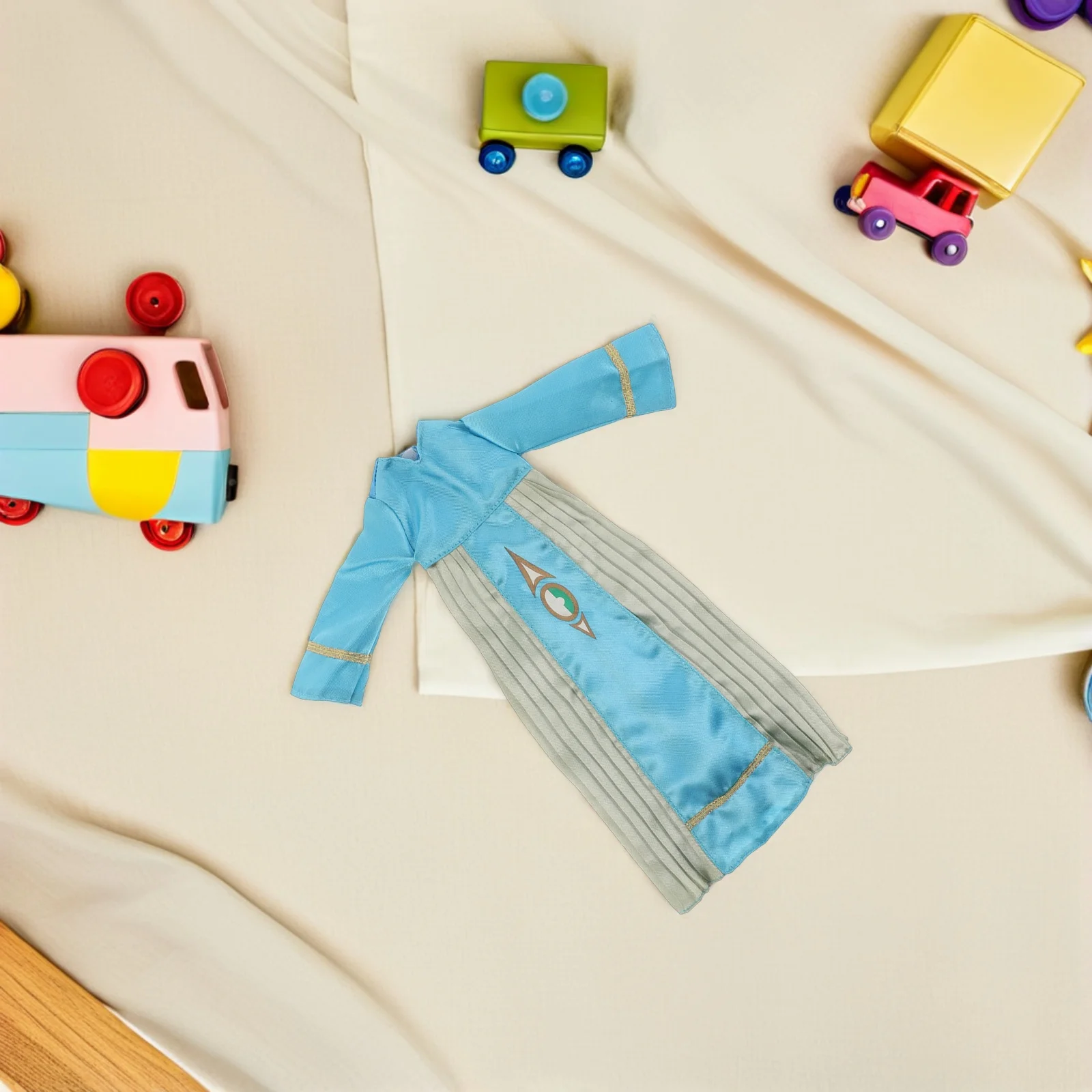 4 pezzi di vestiti: set Abaya islamico azzurro cielo da 11 pollici, abito musulmano a maniche lunghe per ragazze, guardaroba, esposizione di indumenti per feste Eid