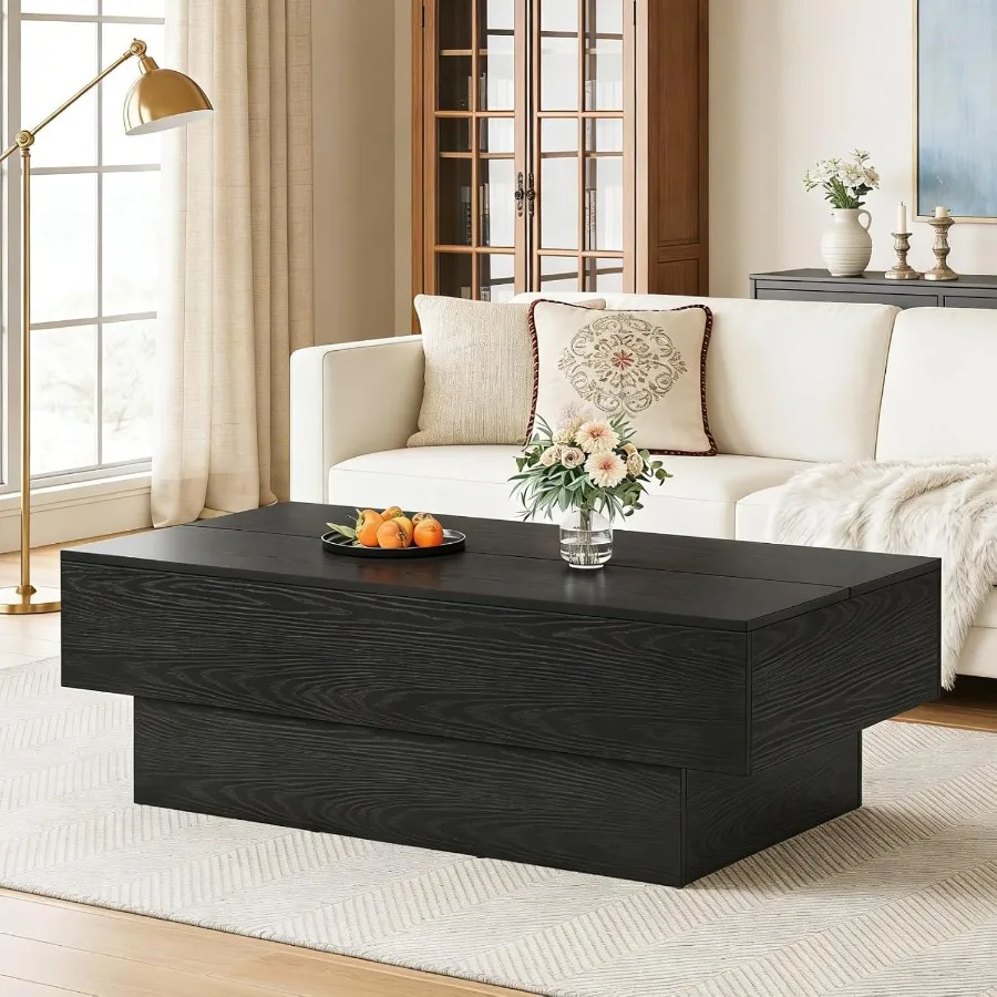55 Rectangle Coffee Table for Living Room: engineered wood, walnut finish, scratch-resistant surface