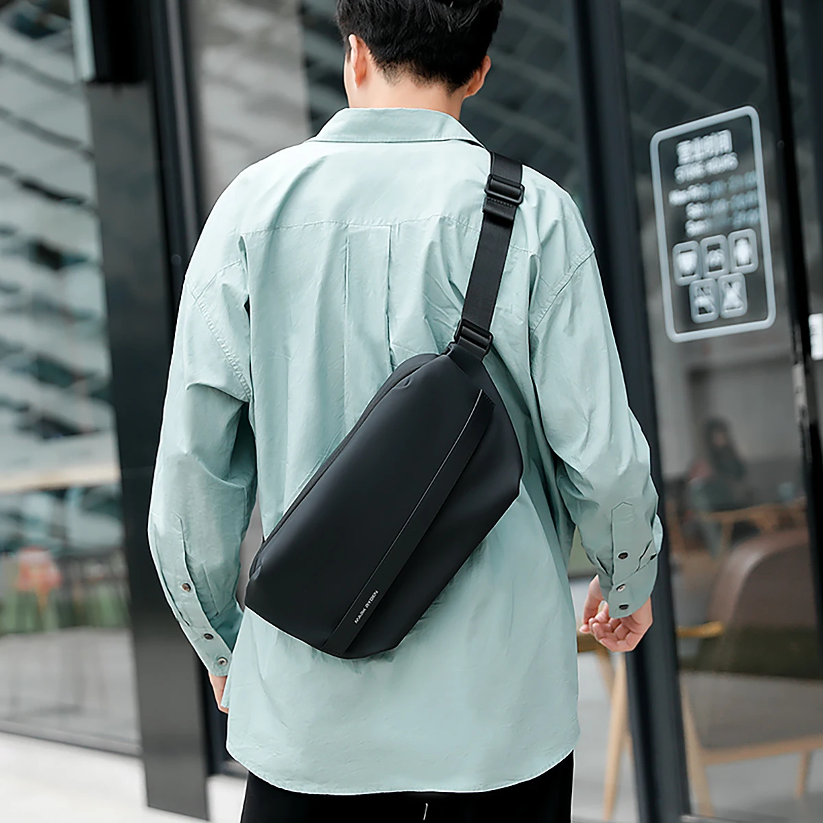 MARK RYDEN Men's Crossbody Waist Bag Water Repellent Oxford Fabric Sling Bag With YKK Zipper & Magnetic Buckle