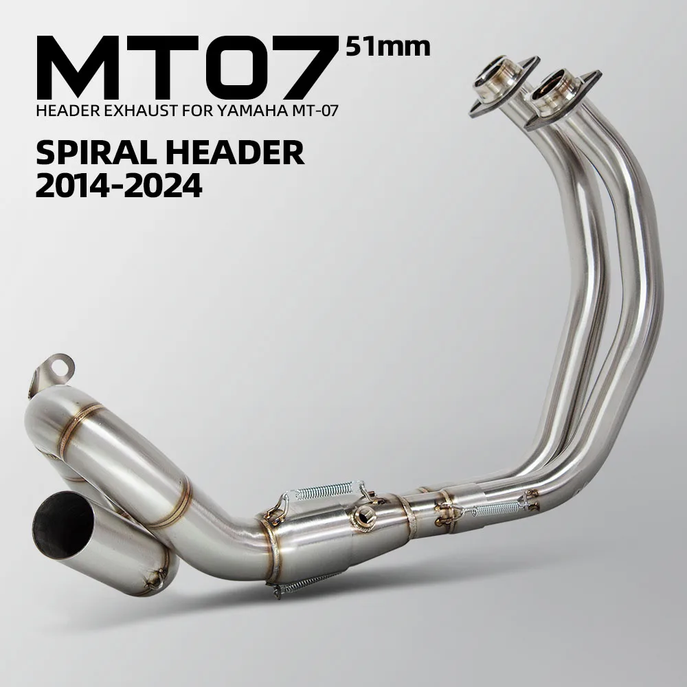 

For Yamaha MT07 FZ07 XSR700 2014-2024 Motorcycle Exhaust Modify Manifold Stainless 51mm Rotate Front Link Pipe Escape Streetbike