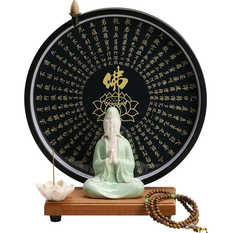 Bodhisattva chinois Guanyin pour salon, Statue de bouddha, lumière de fond de culte, décoration Zen