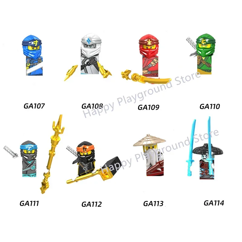 A107-129 Anime Cartoon TV Ninja Bricks Toy Dolls Zane Nya Lloyd Garmadon Arin Building Blocks Assemble Toys Model Children Gifts