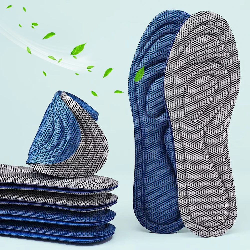 4 Stuks Zachte Traagschuim Orthopedische Inlegzolen Voor Schoenen Antibacteriële Deodorisatie Zweet Absorptie Insert Sport Schoenen Hardlooppads