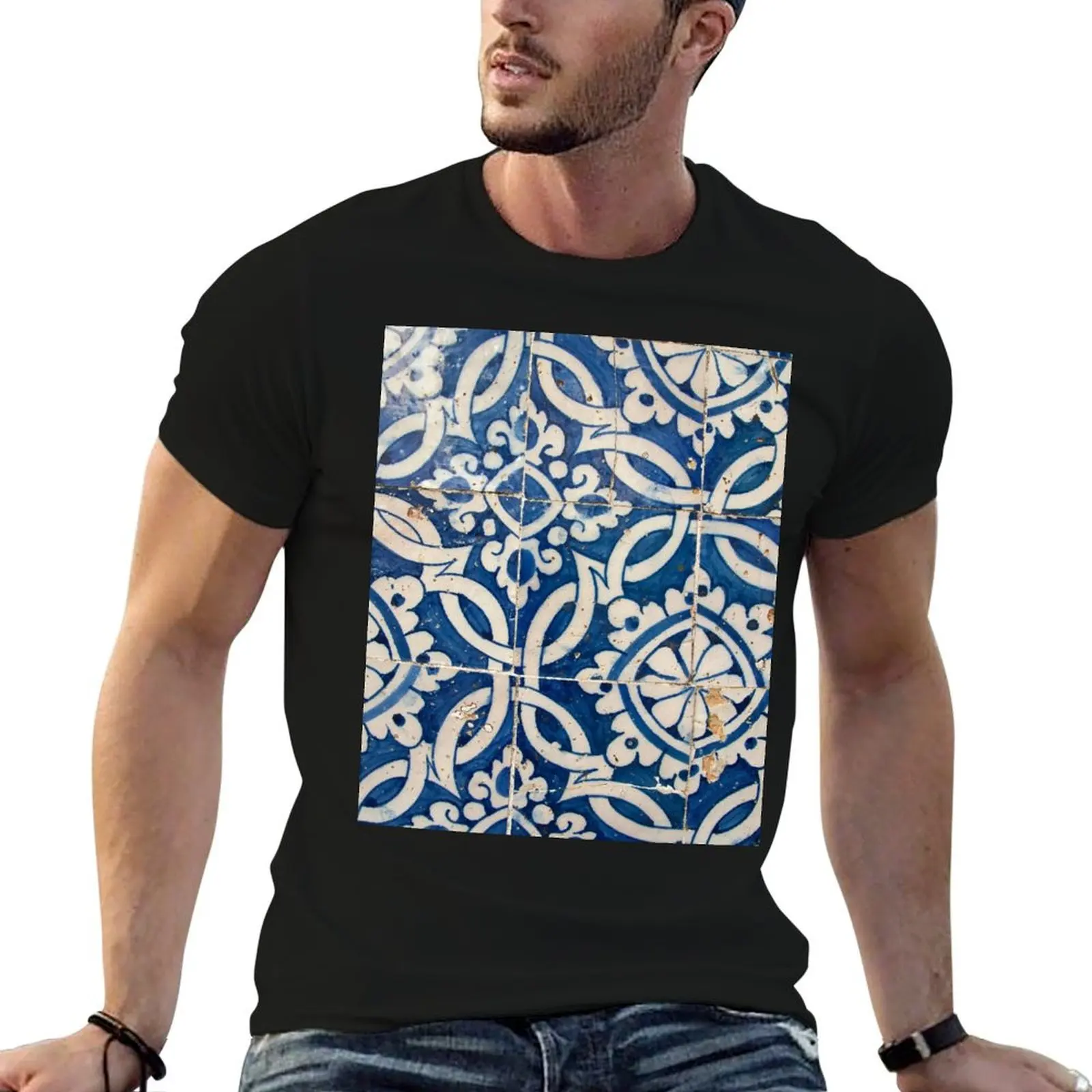 Vintage portuguese azulejo T-Shirt luxury clothing labubu Blouse summer 2025 outfits for men