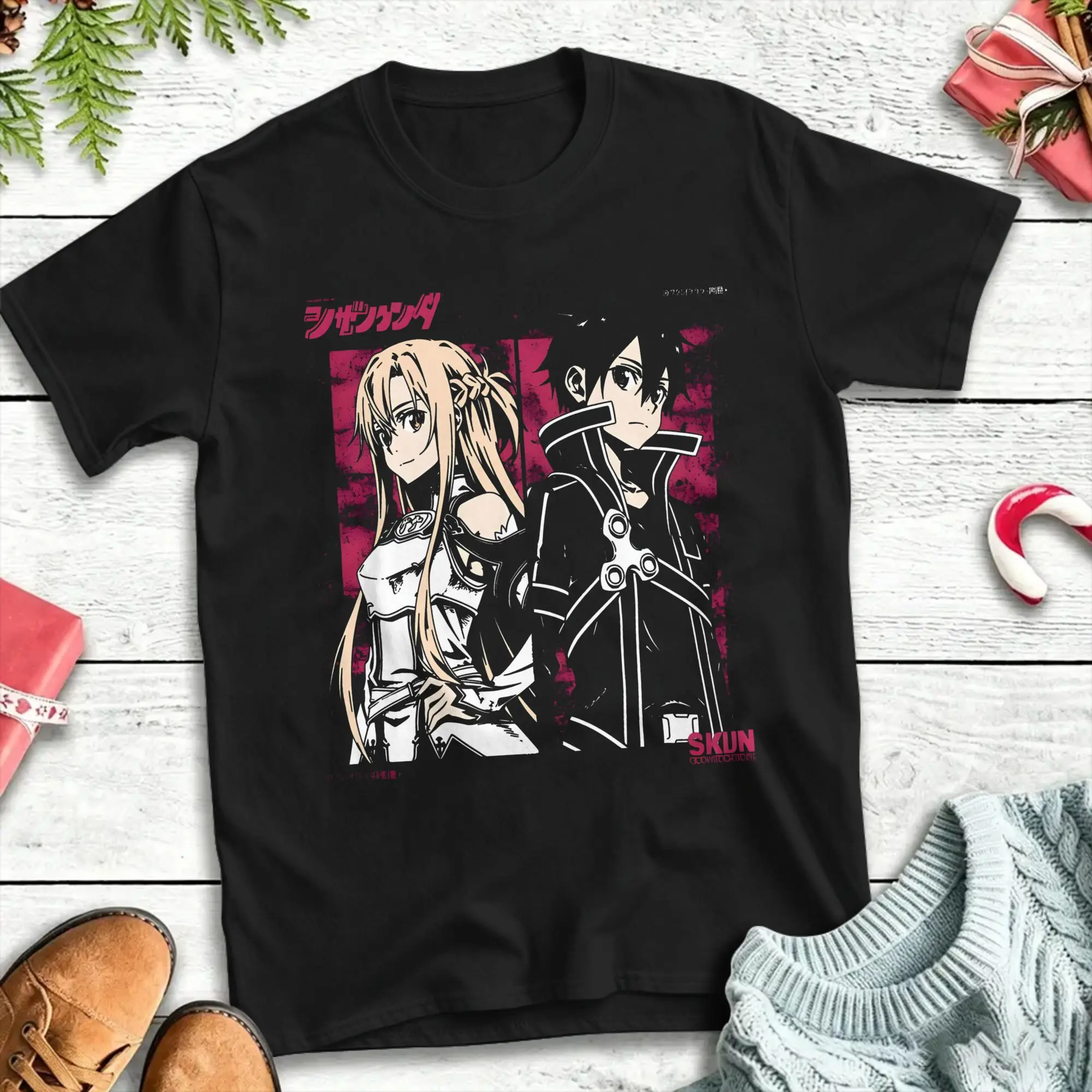 kirito and asuna Cotton T-Shirt For Men Summer  Vintage T-Shirts Hipster Tee Shirt Plus Size Wholesale Clothing