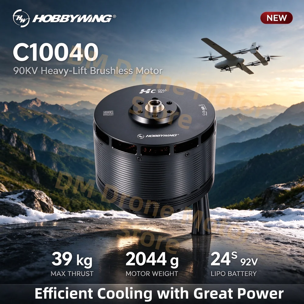 Hobbywing C10040 90KV Max Thrust 39kg Efficient Cooling With Great Power Match 29inch Propellers Convenient Application