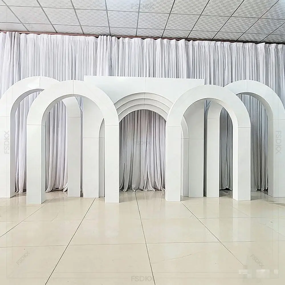 FSDKX White 3PCS Arch Backdrop Stand Wedding Events Metal Wedding Backdrop Stand Made in China