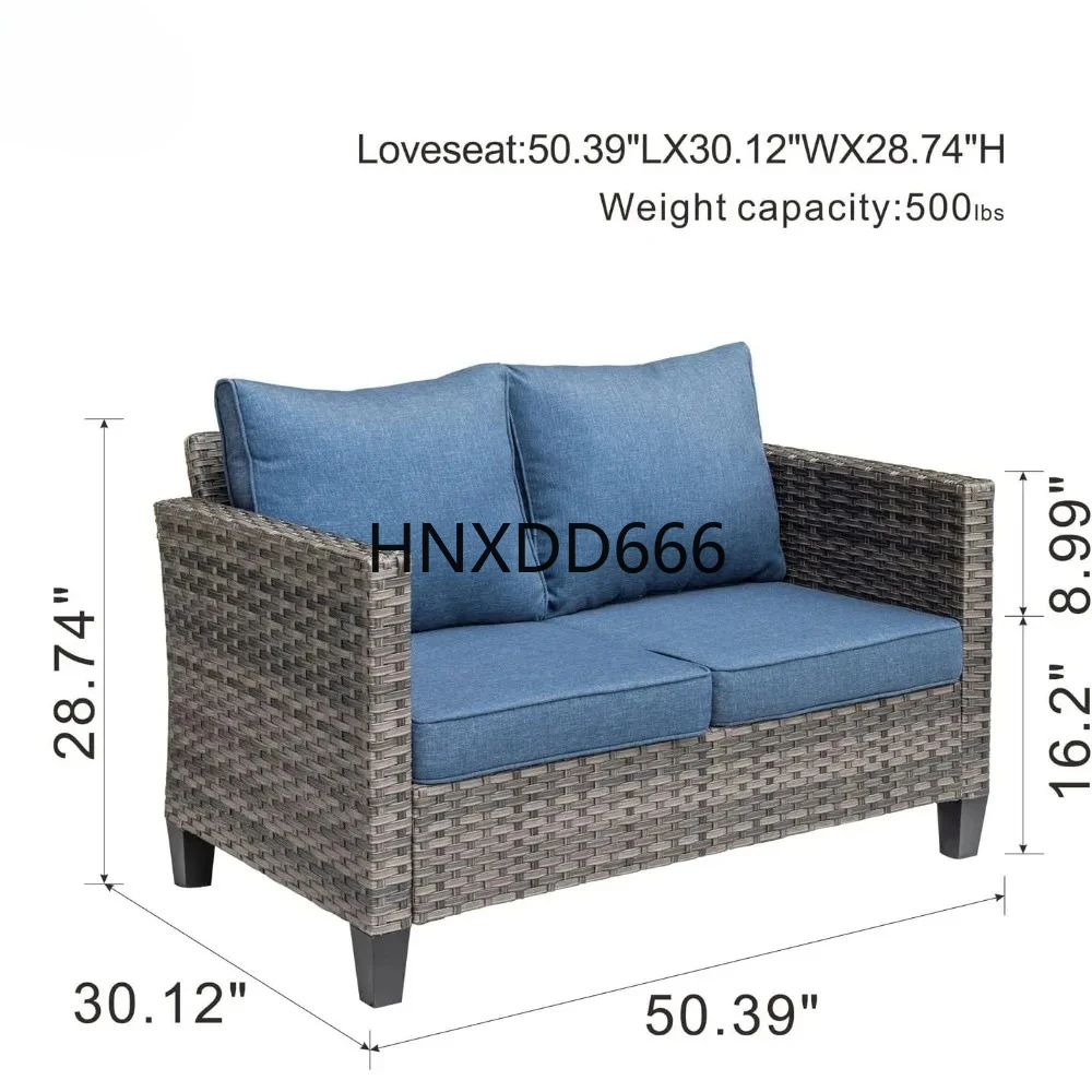 

Furniture High Back Wicker Rattan Loveseat Couch for Yard Porch , Garden Sofas