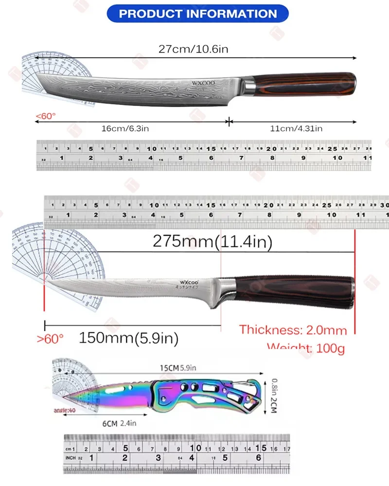 دمشق الصلب سكاكين المطبخ الشيف اللحوم الساطور الأسماك تقطيع تصفية سكين المهنية قطعة العاج سكين الطبخ أدوات القطع