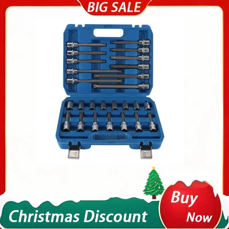 

Riple Spline Bit Socket Set Convenient Durable Anti-rust Master HEX Bit Socket Set with Tool Box for most People for car