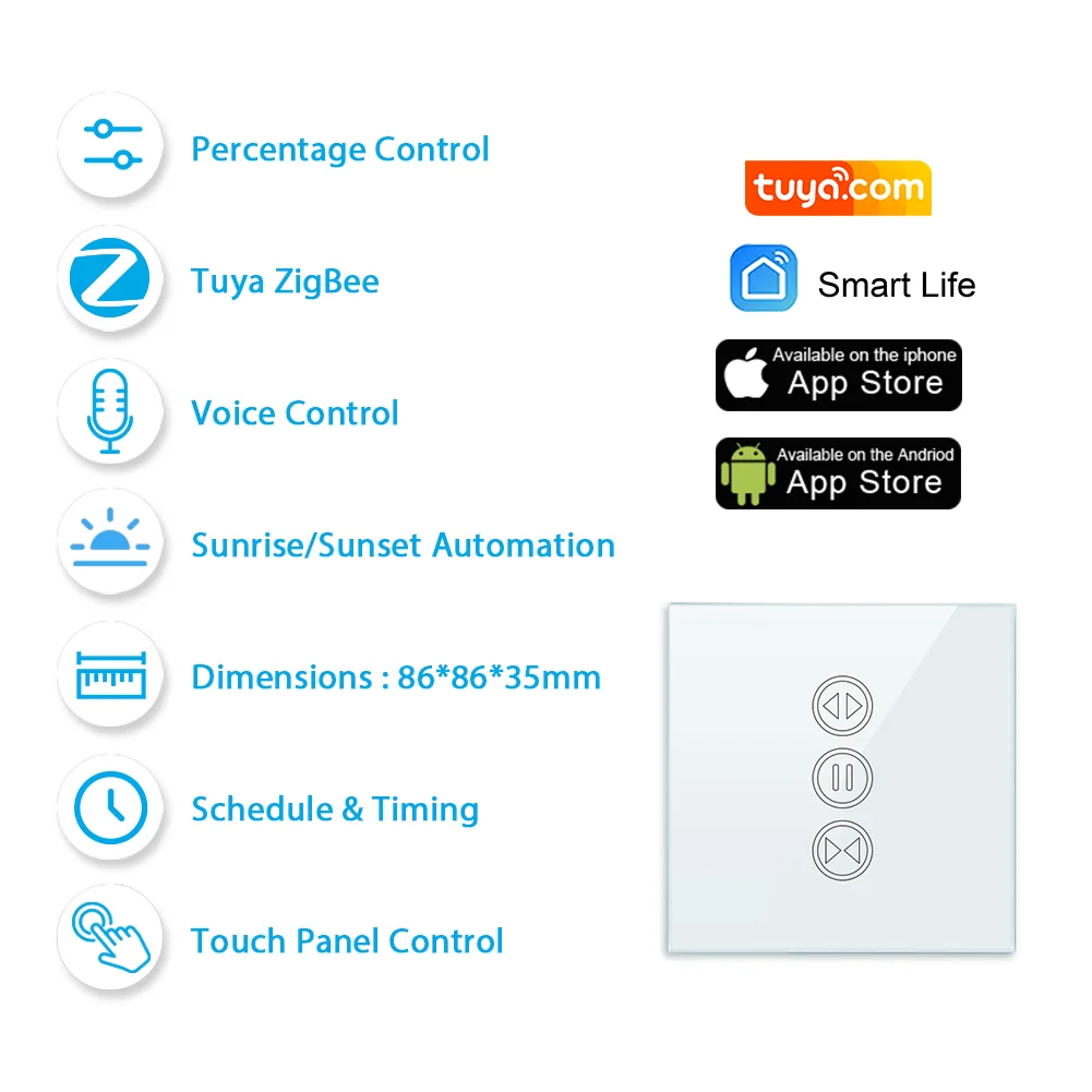 LoraTap Tuya スマートライフ ZigBee 3.0 カーテンブラインドスイッチ ローラーシャッター電動モーター用 Google アシスタント Alexa 音声コントロール