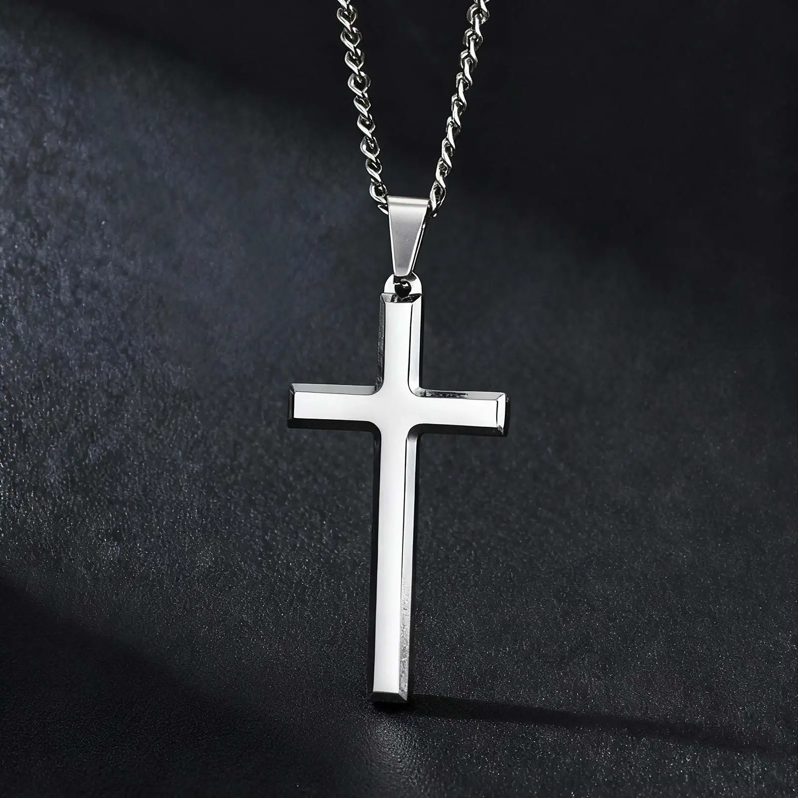 Classic Cross Necklace for Women And Men Glossy Surface Cool Fashion Jewelry Longer Color No Fade