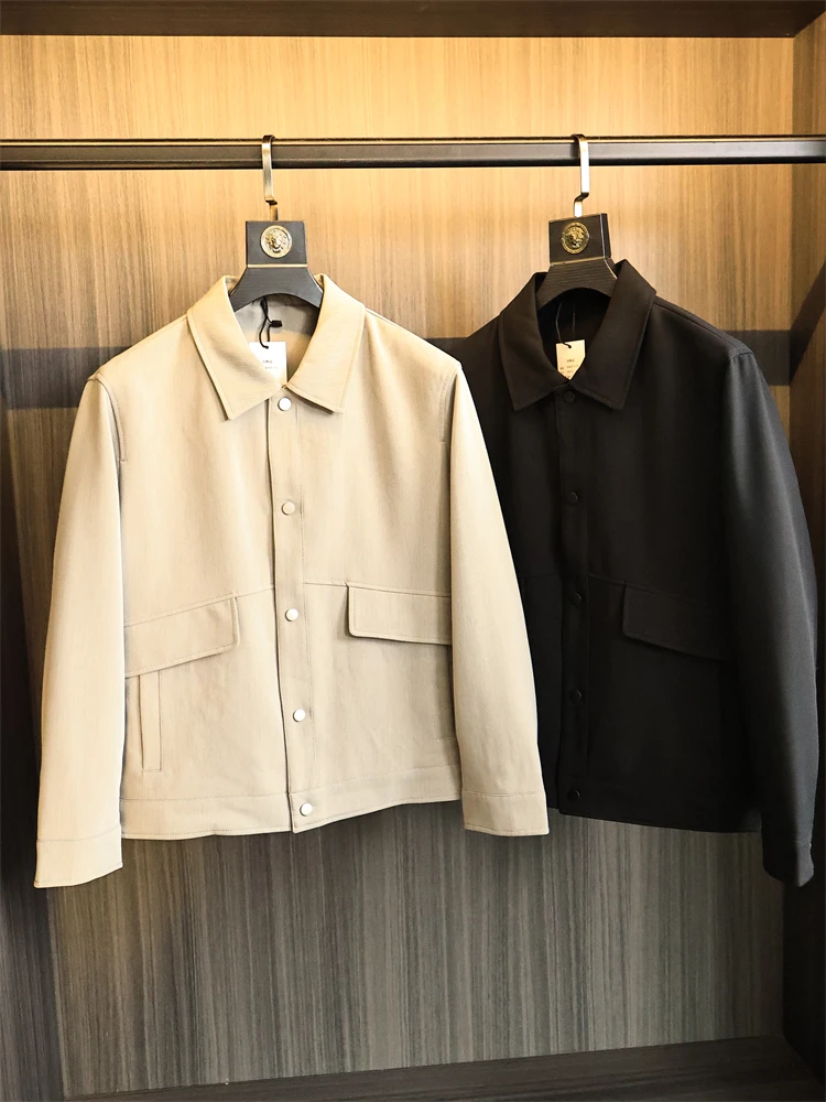 

Imported Men's Stand Collar Jaet Smooth Texture Anti-Wrinkle Spring 2025 Faion Urban Sle Long Sve Stand Fit