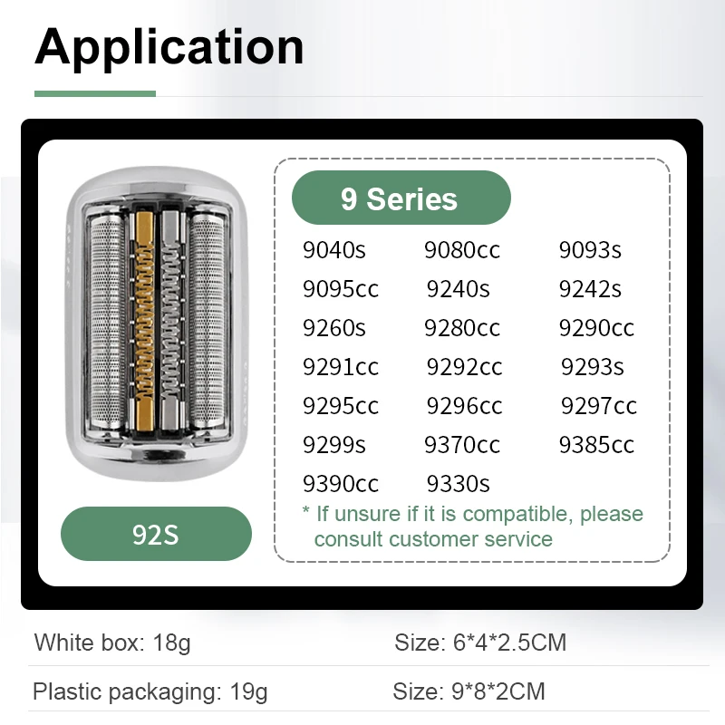 Electric Series 9 Replacement Shaving Head, For Braun 92S Compatible Models 9030S 9040S 9050CC 9070CC 9040s 9080cc 9093s