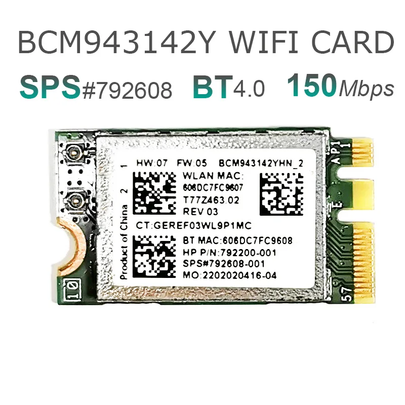 BCM943142Y 792608-001 M.2 NGFF WiFi WLAN card + Bluetooth 4.0 for HP ENVY M6-P M6-P113DX 640 G2 ASUS/Sony 802.11bgn