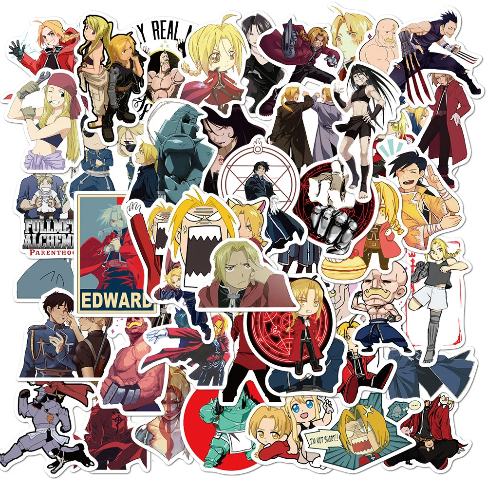 

10/30/50pcs Anime Fullmetal Alchemist Stickers Decals DIY Skateboard Laptop Car Phone Fridge Cool Waterproof Sticker Kids Toys