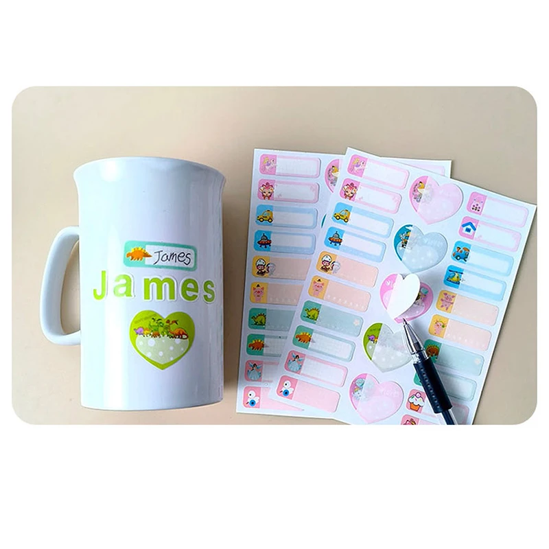 Kids Name Tags Hand Write Kawaii Stickers Children School Stationery Sticker 100% Waterproof Removable Labels for Containers