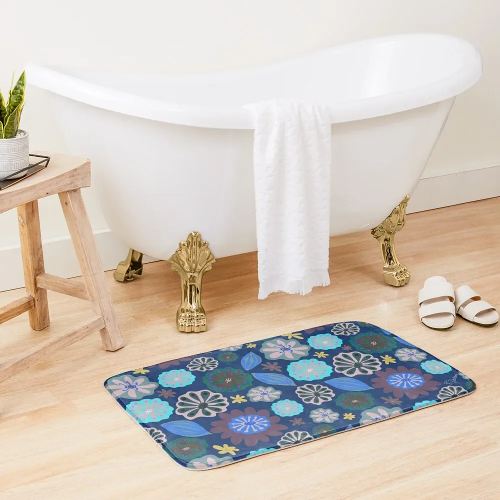 

Aqua, Purple & Blue Pods & Flowers Bath Mat External Entrance Doormat For Hallway On The Floor Kitchen Carpet Mat
