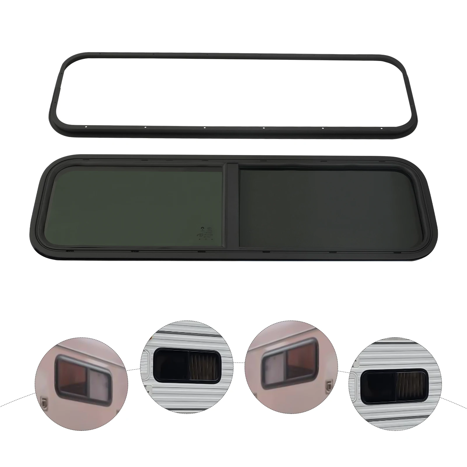 

42" W X 12" RV Window with Mounting Trim Ring for Universal RVs with Metal Plate Thickness of 2-6mm or 48-55mm