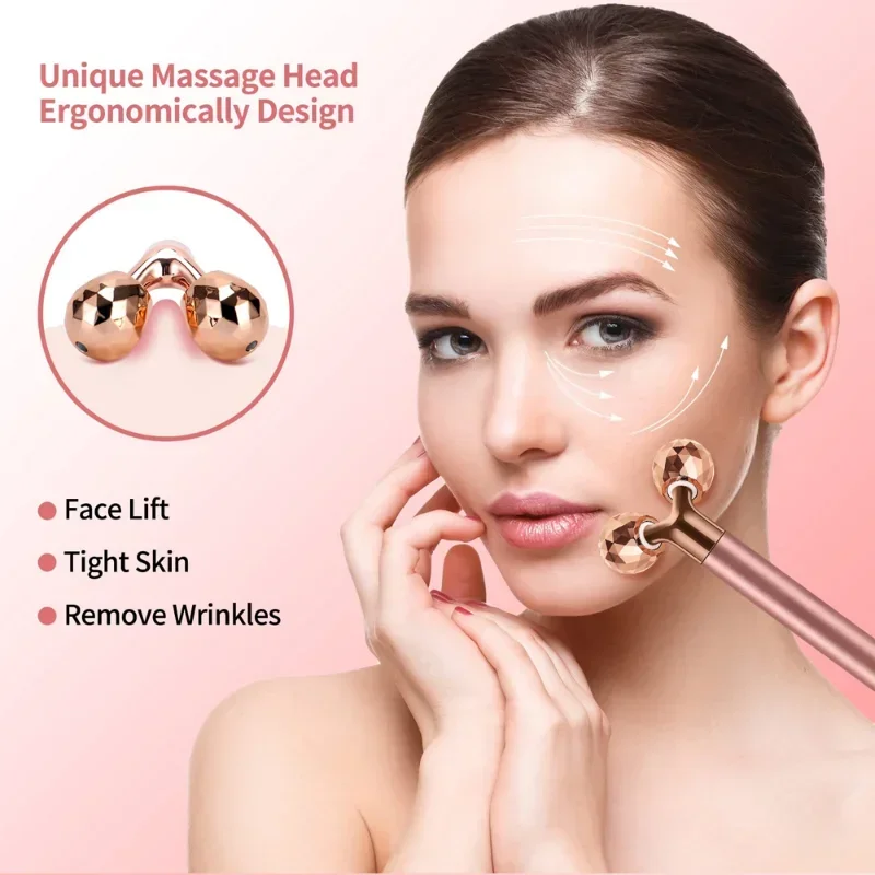 24kglod massageador facial elétrico rolo 3d 2 em 1 kit massageador de pulso facial t braço olho nariz massageador ferramentas de cuidados com a pele