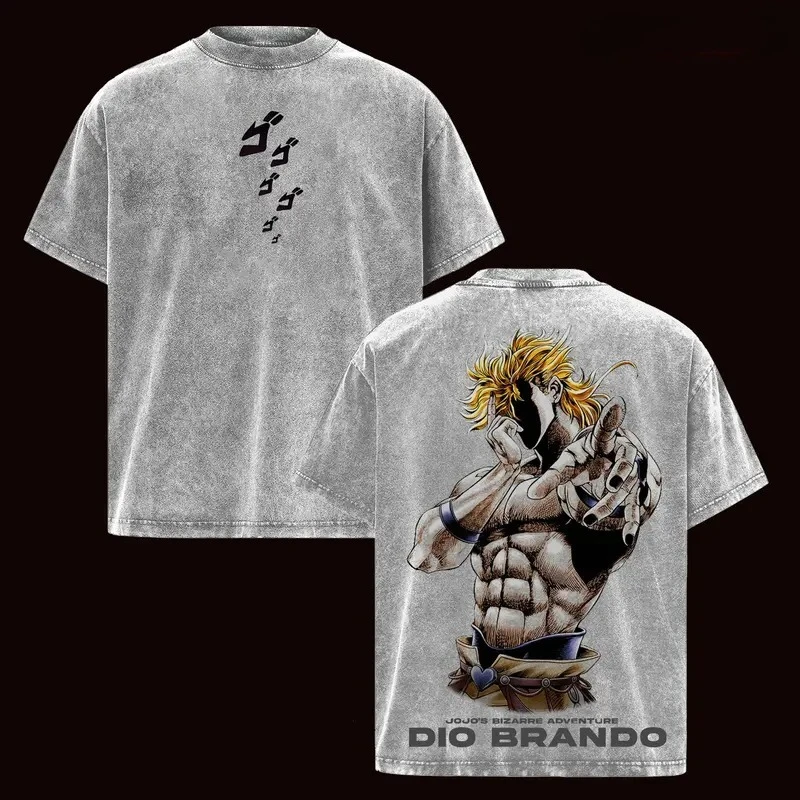 JoJo's Bizarre Adventure Dio Brando Graphic Tshirt Men Women Clothing Short Sleeve Cotton T-shirts Washed Tee Harajuku T Shirt