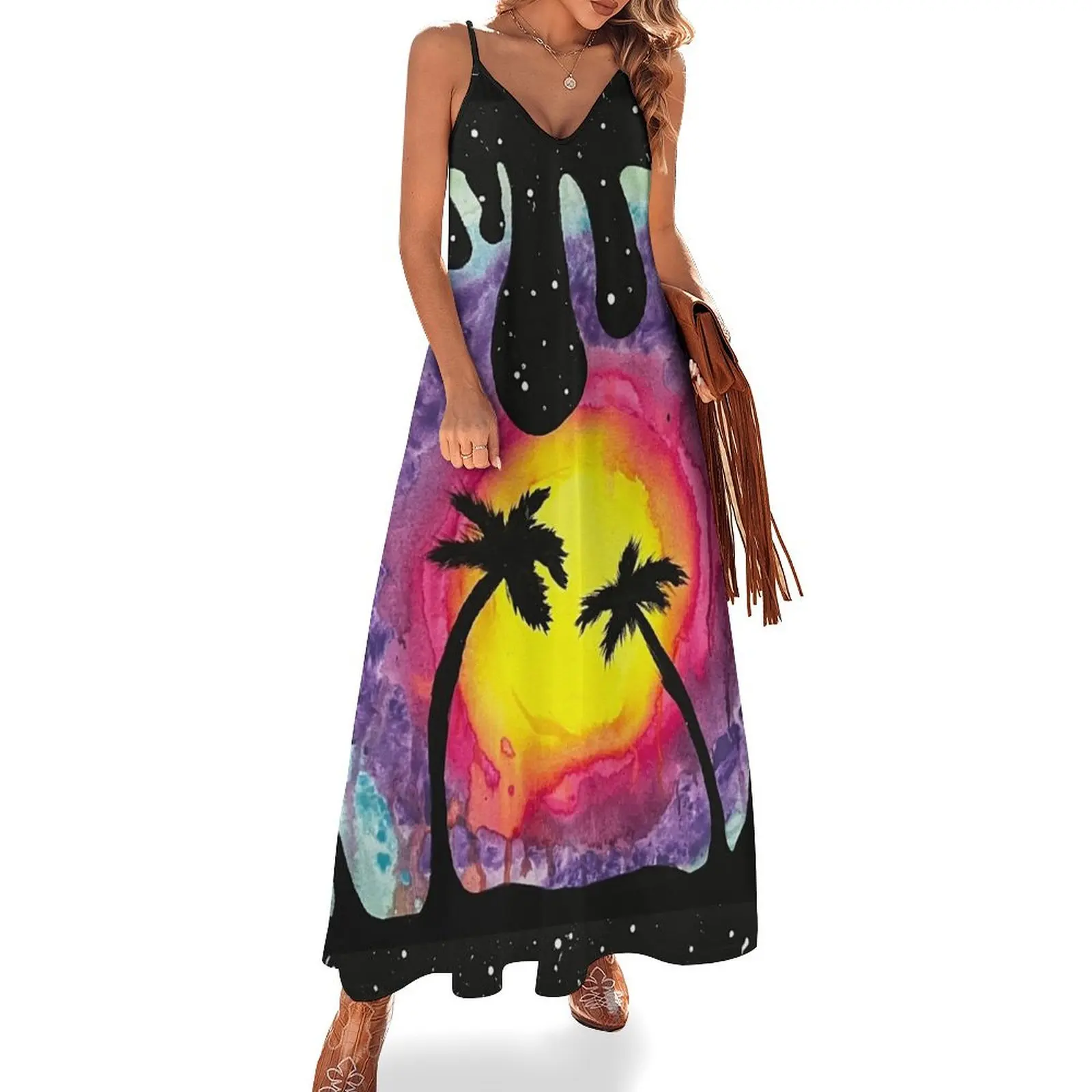 

TRIPPY PALM TREE SUNSET Sleeveless Dress prom dress wedding dresses for parties dresses summer women's fashion dresses Dress