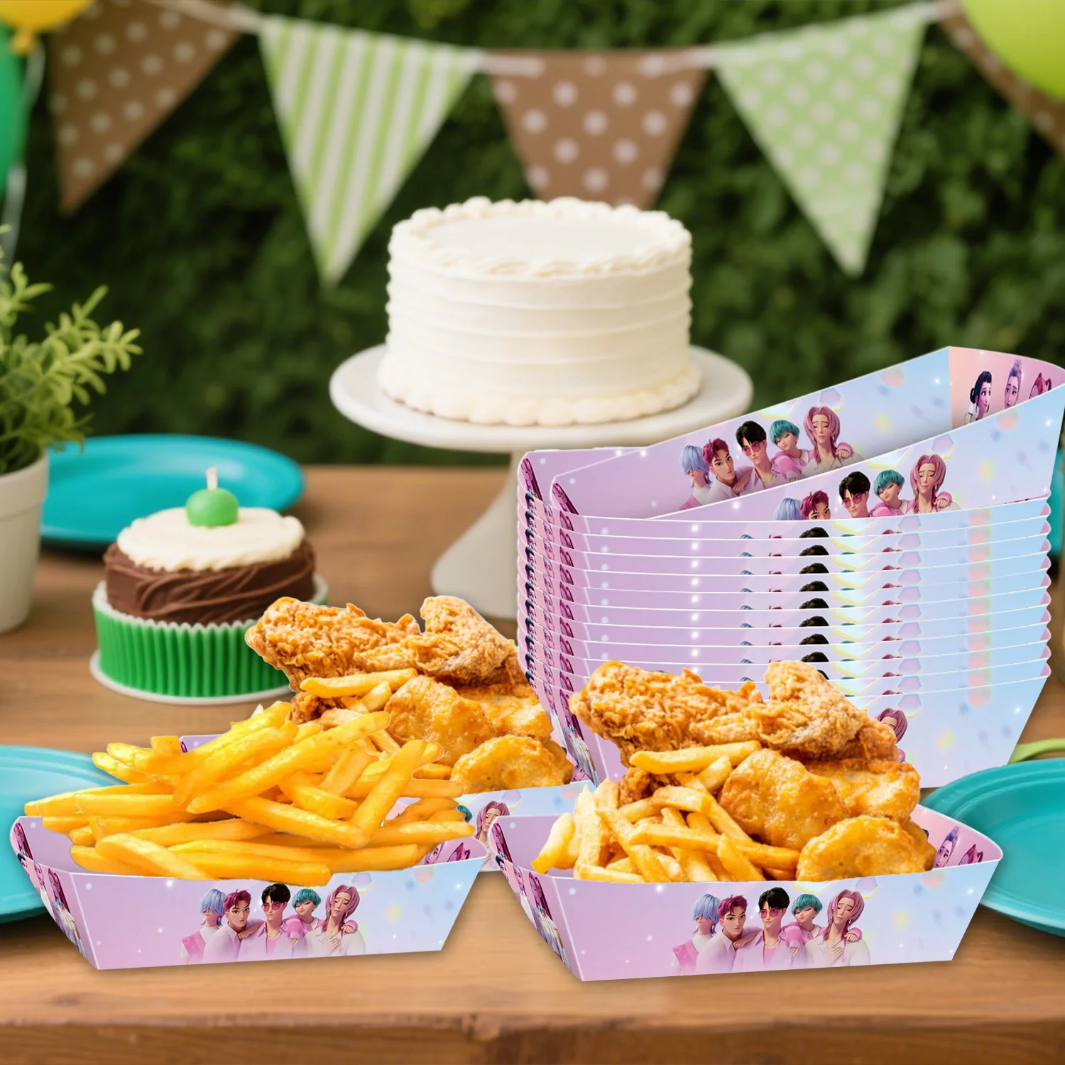 Kpop Devil Hunter бумажный лоток для общественного питания, коробка для попкорна, бестселлеры, принадлежности для дня рождения и подарки для вечеринок на тему