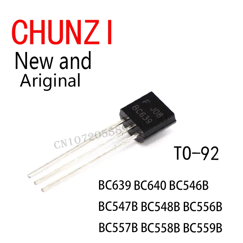 100pcs New and Original In-Line Triode Transistor 0.1A IC TO-92 BC639 BC640 BC546B BC547B BC548B BC556B BC557B BC558B BC559B